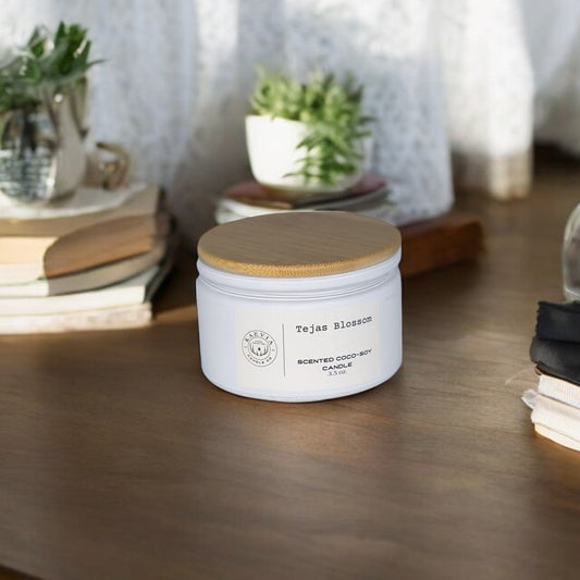 Kaevia Fawn coco-soy candle in matte white glass jar