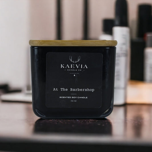 Kaevia Red Stag Trophy candle in a minimalist black jar.