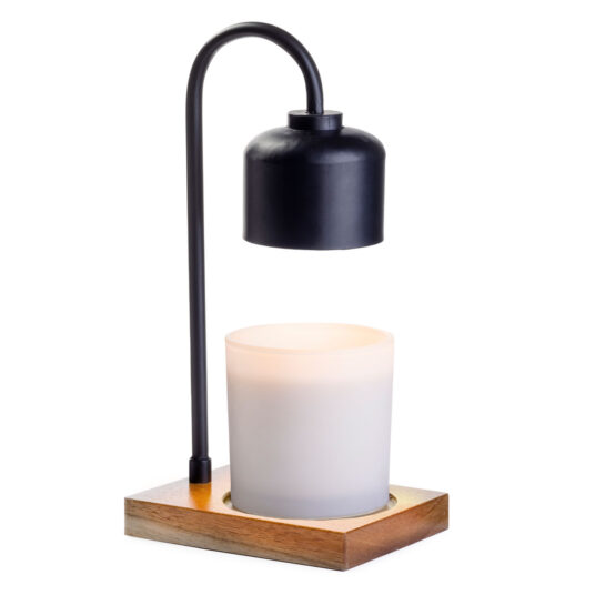 Black &amp; Wood Arched Warmer Lamp