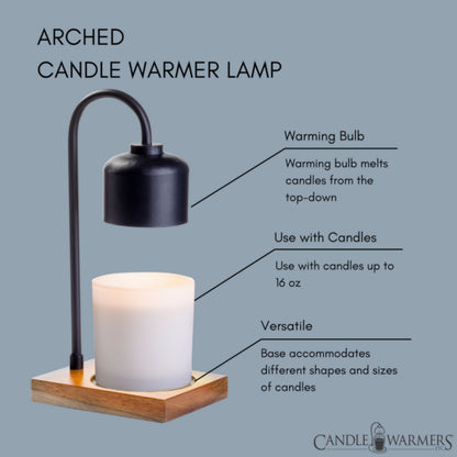 Black &amp; Wood Arched Warmer Lamp